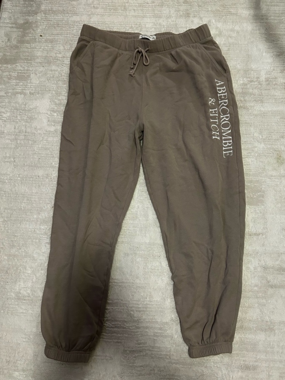 Abercrombie & Fitch Taupe Brown Logo Joggers